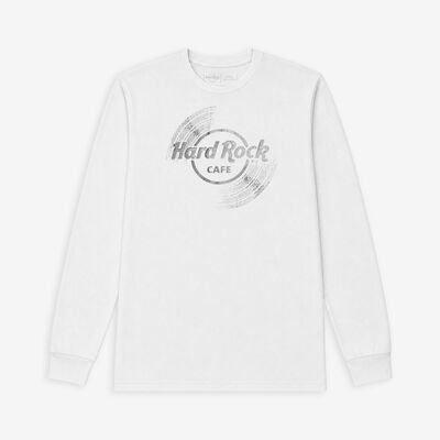 Adult Fit Vinyl Logo Longsleeve Tee in White